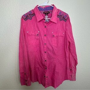 Rock & Roll Cowgirl Pink and Purple Embroidered Top